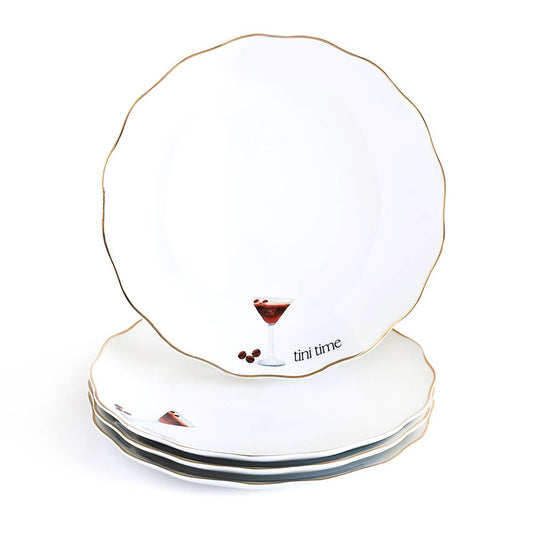 Set of Four Espresso Martini Cocktail Appetizer Plate