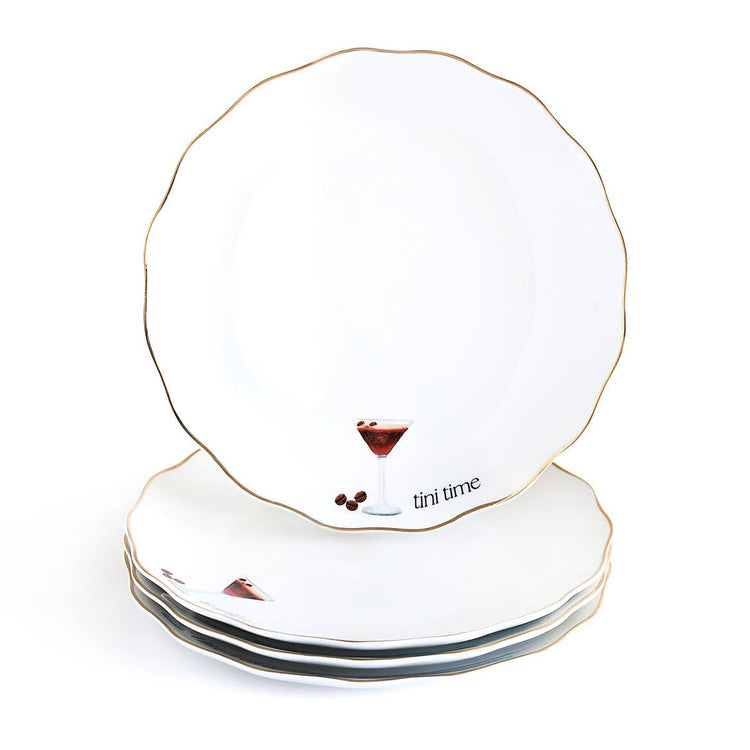 Set of Four Espresso Martini Cocktail Appetizer Plate