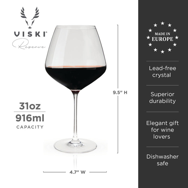 Reserve Inez European Crystal Burgundy Glasses - Set of 4