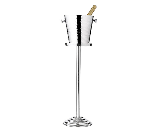Silver Hammered Champagne Bucket With Stand