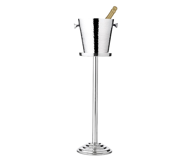 Silver Hammered Champagne Bucket With Stand