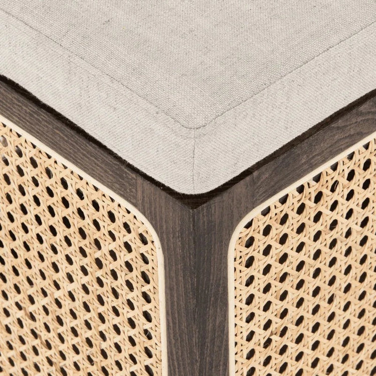 Cane Ottoman with Cream Top