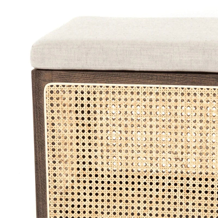 Cane Ottoman with Cream Top