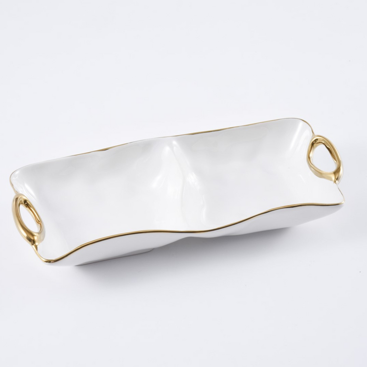 2 Section Server Gold Rim