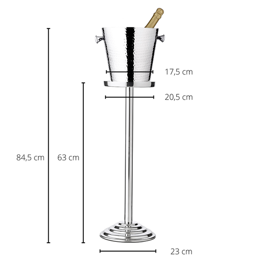 Silver Hammered Champagne Bucket With Stand