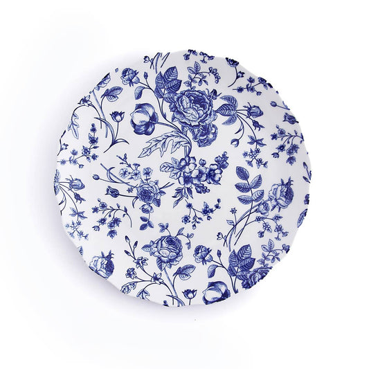 Set of Four Blue Vintage Scalloped Appetizer Plate Set