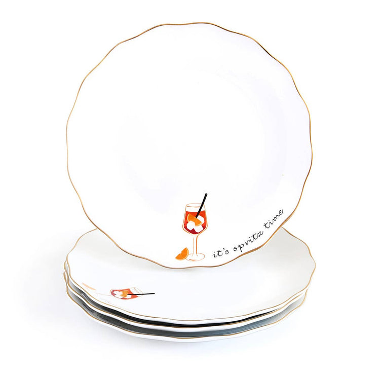 Set of Four Spritz Time Cocktail Appetizer Plate