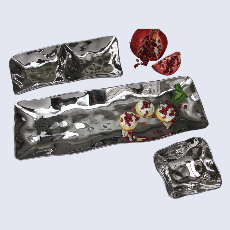 2 Section Silver Serveware