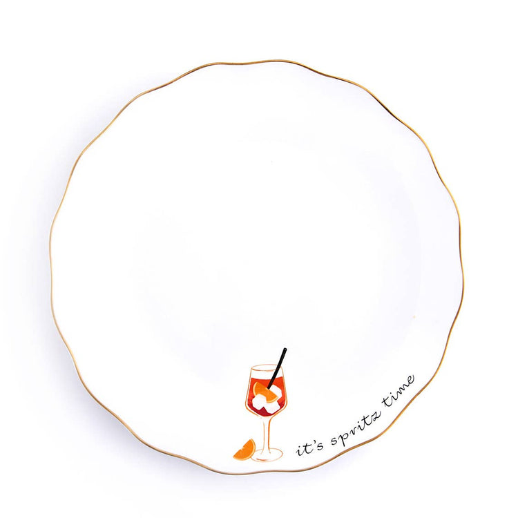 Set of Four Spritz Time Cocktail Appetizer Plate