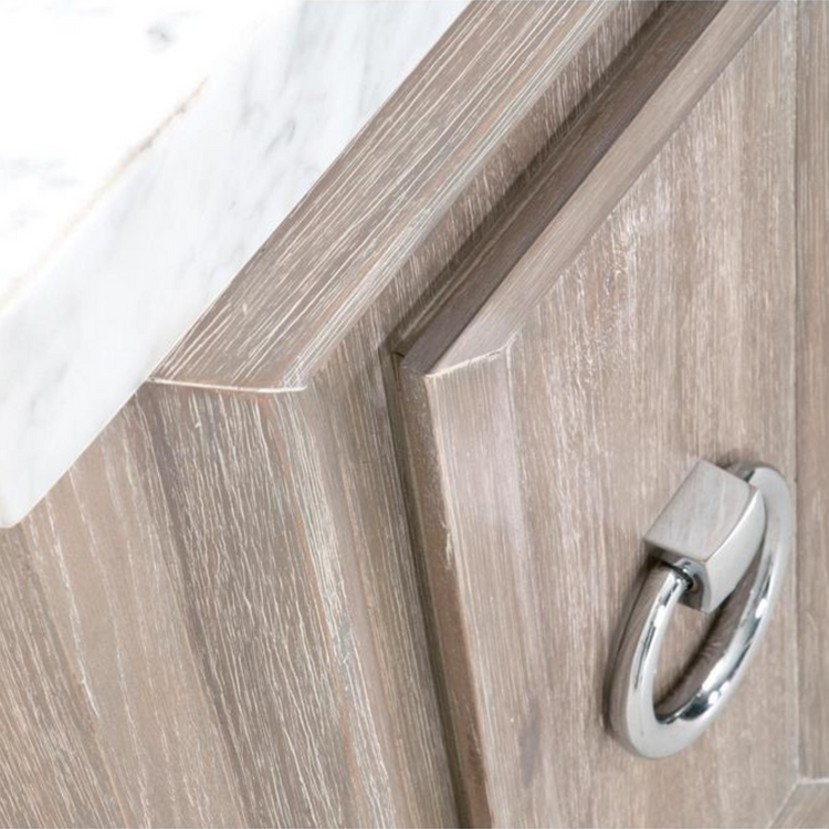 71" Modern Marble Top Stainless Steel Media Sideboard