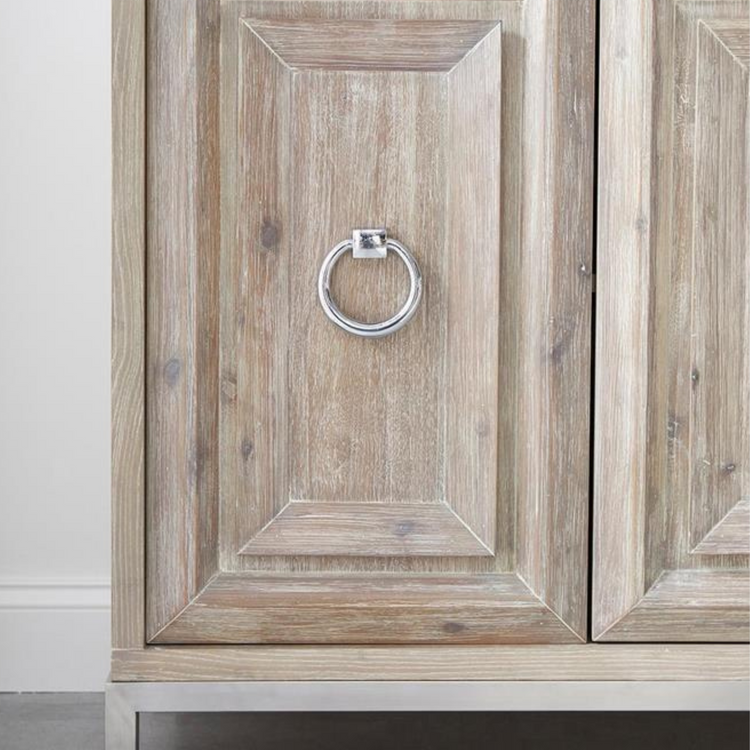 71" Modern Marble Top Stainless Steel Media Sideboard