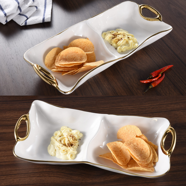 2 Section Server Gold Rim