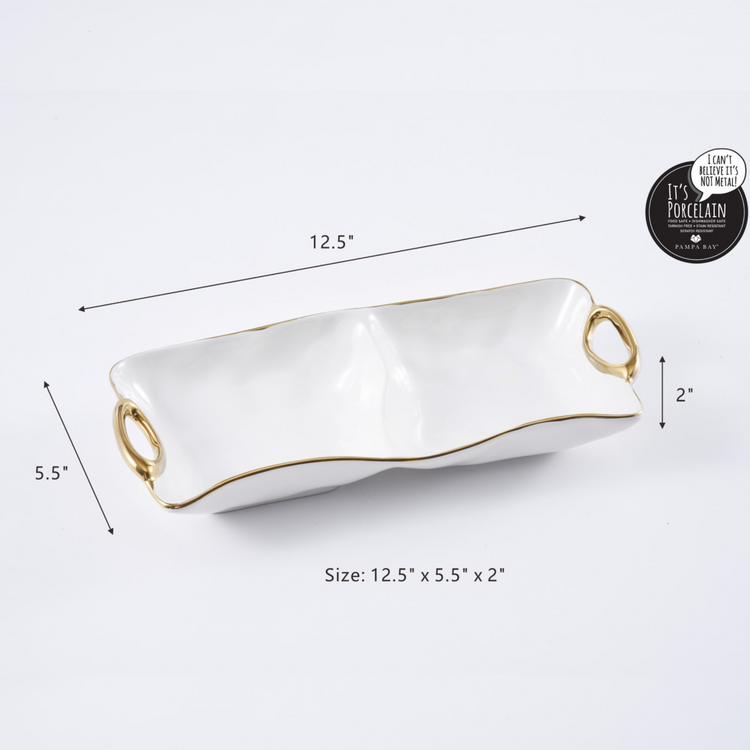 2 Section Server Gold Rim
