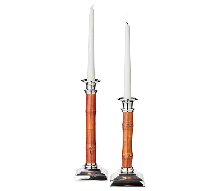 Bamboo and Silver Candlestick (Pair)