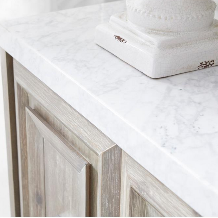 71" Modern Marble Top Stainless Steel Media Sideboard