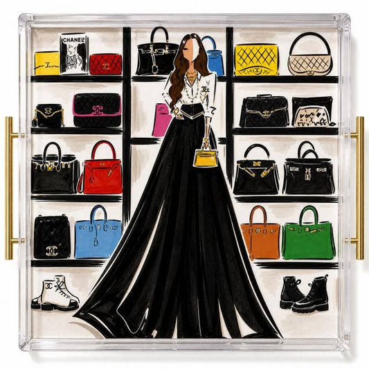 Handbags Galore Acrylic Tray 2 Sizes: Large square 12x12in
