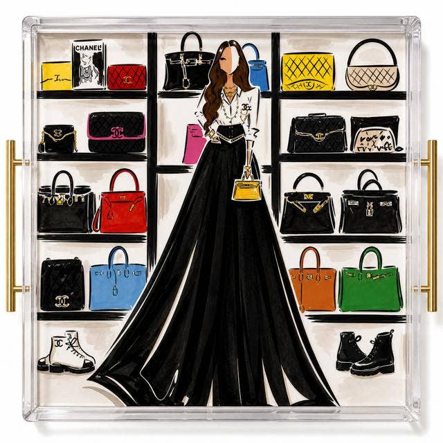 Handbags Galore Acrylic Tray 2 Sizes: Large square 12x12in