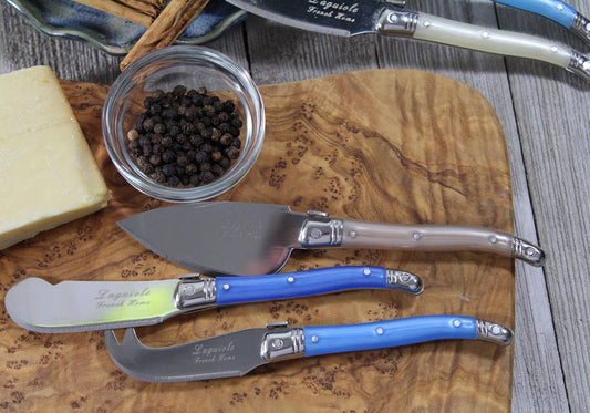 French Home Laguiole 3-Piece Cream and Blue Cheese Knife Set
