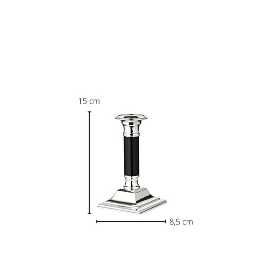 Candle Holder Lincoln with Black Shaft, Silver-Plated