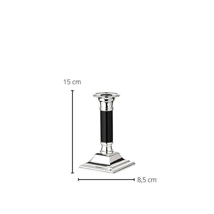 Candle Holder Lincoln with Black Shaft, Silver-Plated