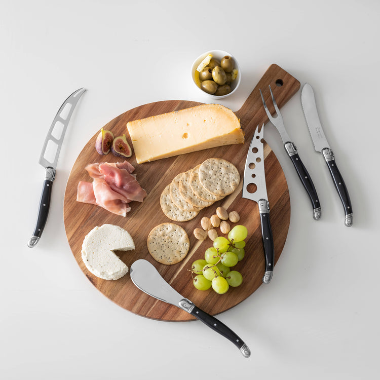 Laguiole 5-Piece Artisan Black Pakkawood Cheese Knife Set