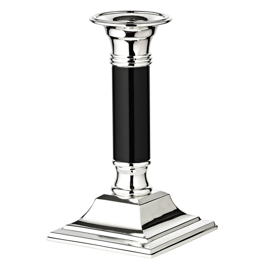 Candle Holder Lincoln with Black Shaft, Silver-Plated