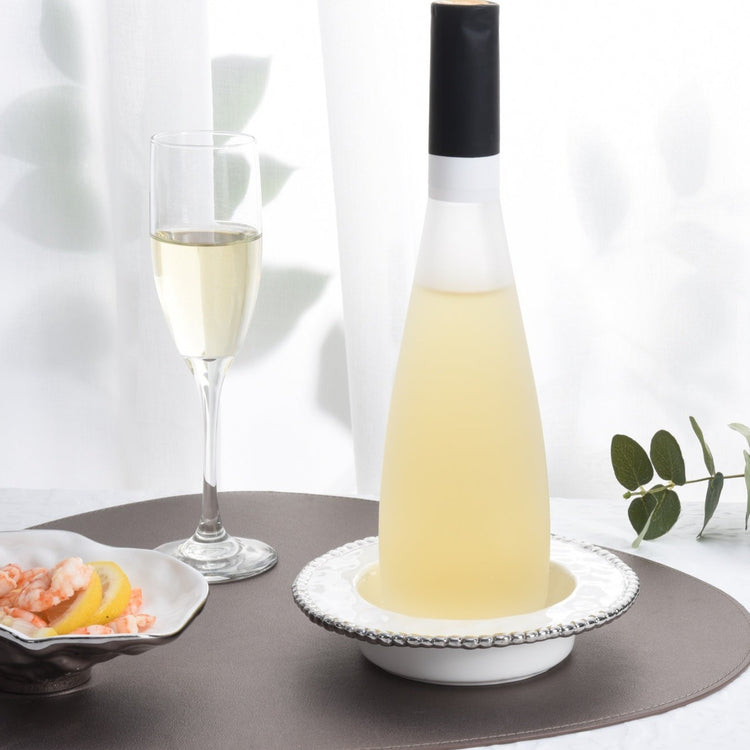 Wine Bottle Coaster Silver Rim