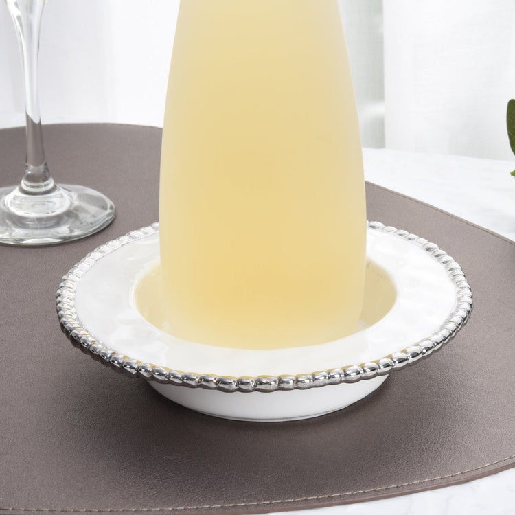 Wine Bottle Coaster Silver Rim