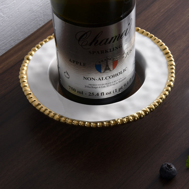 Wine Bottle Coaster Gold Rim
