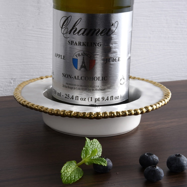 Wine Bottle Coaster Gold Rim