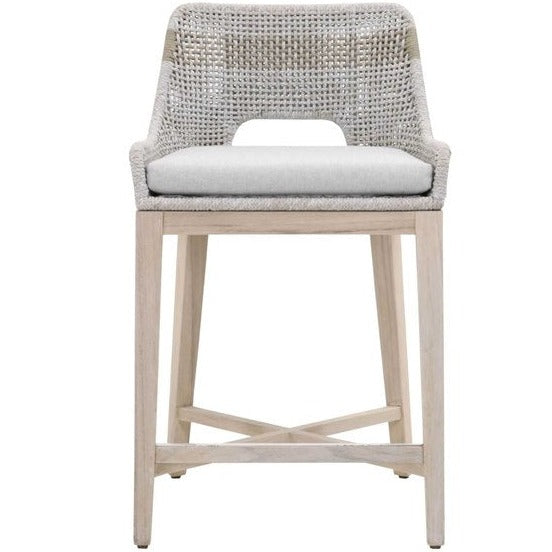 Striped Outdoor Teak Counter Stool