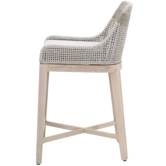 Striped Outdoor Teak Counter Stool