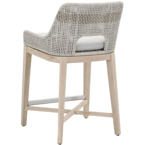 Striped Outdoor Teak Counter Stool