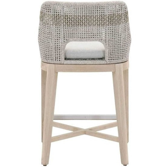 Striped Outdoor Teak Counter Stool