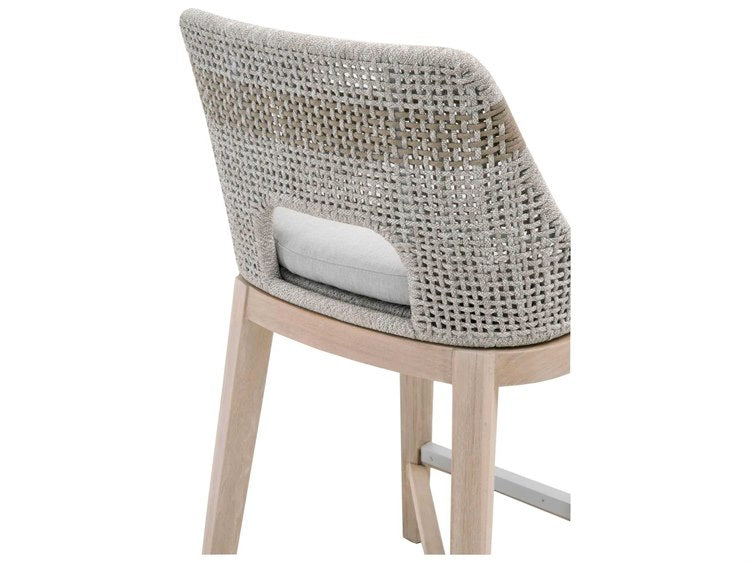 Striped Outdoor Teak Counter Stool