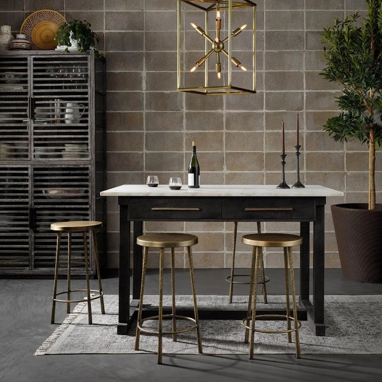 Marble Island Counter Table w/ Drawers