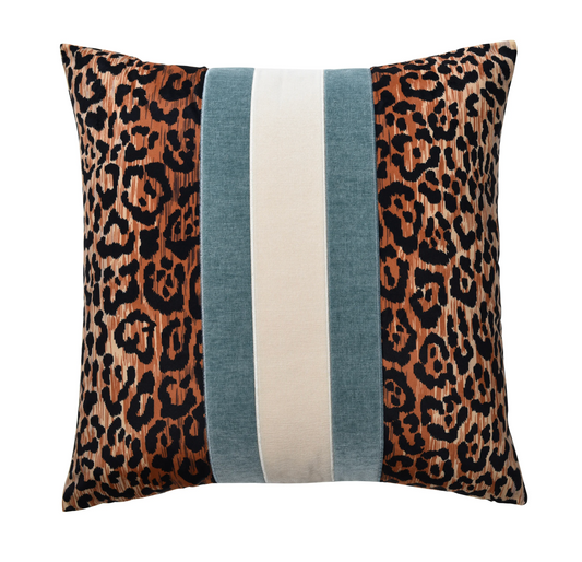 Coastal Blue Leopard Pillow
