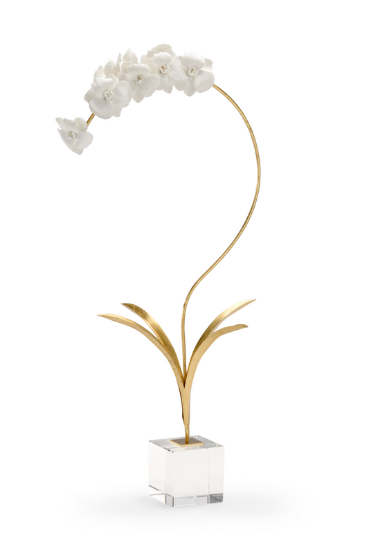 Large Porcelain Orchid/Block Crystal Stand