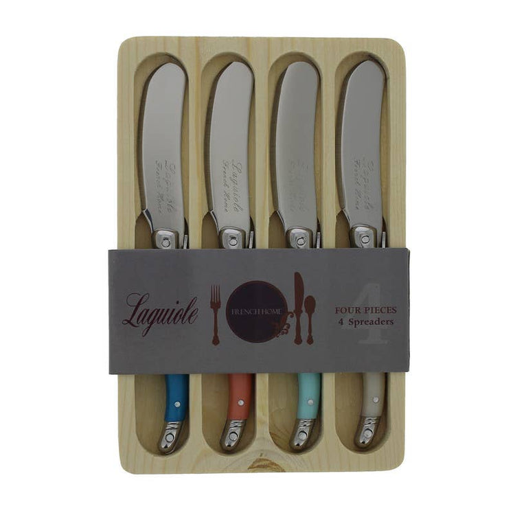 Laguiole 4-Piece Spreader Set with Coral & Turquoise Handles