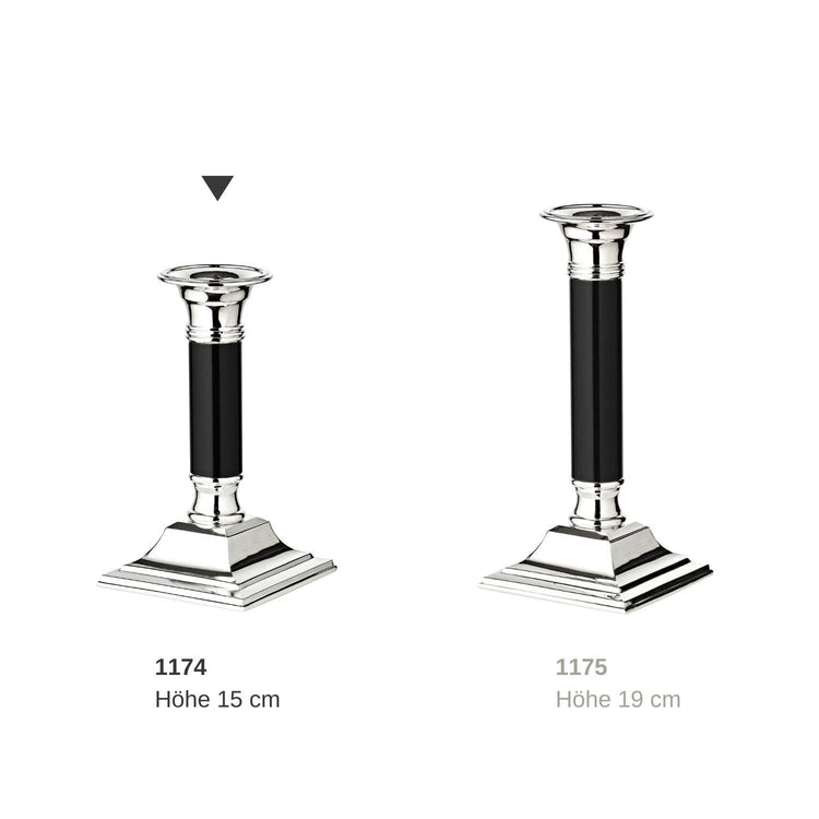 Candle Holder Lincoln with Black Shaft, Silver-Plated