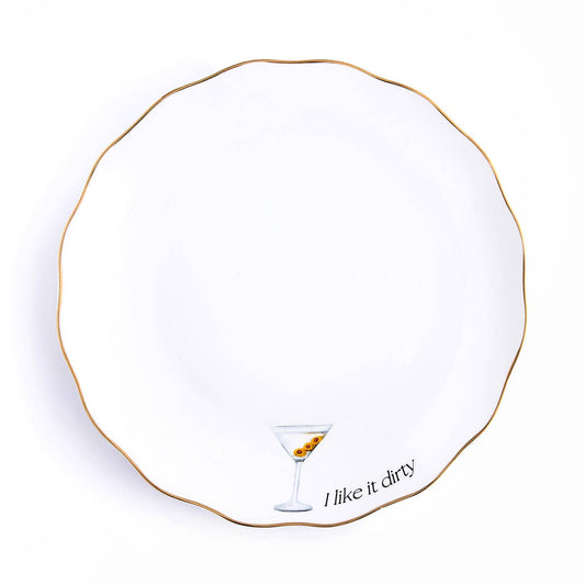 Set of Four Dirty Martini Cocktail Appetizer Plate