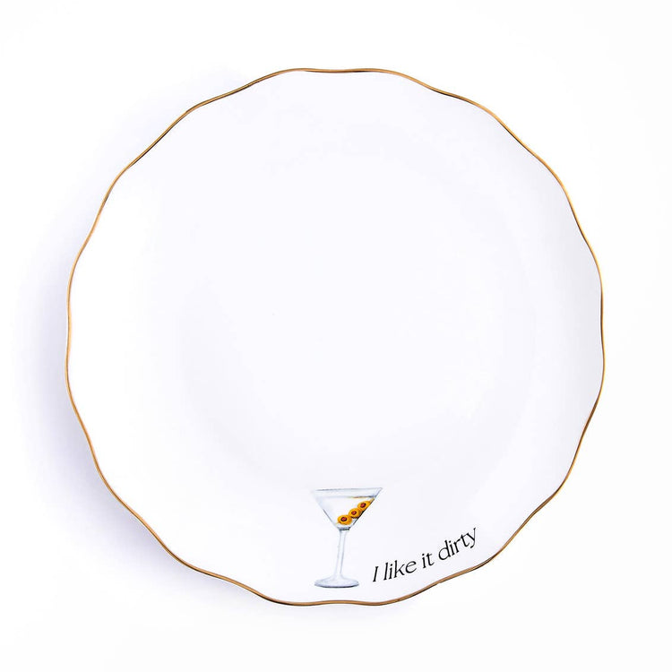 Set of Four Dirty Martini Cocktail Appetizer Plate