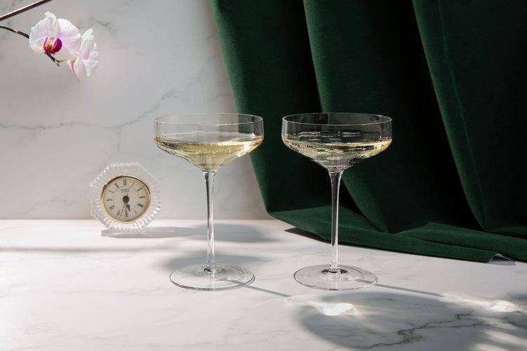 Angled Coupe Cocktail Glasses, Set of 4