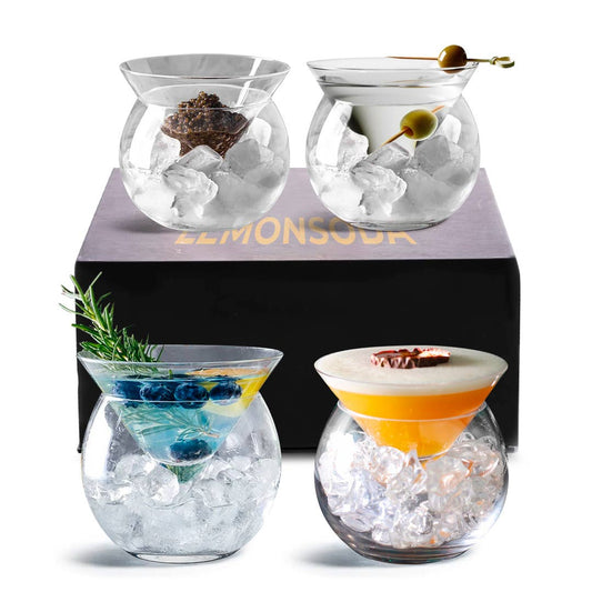 Stemless Martini Glasses with Chiller 7oz (Set of 4) (1pc)