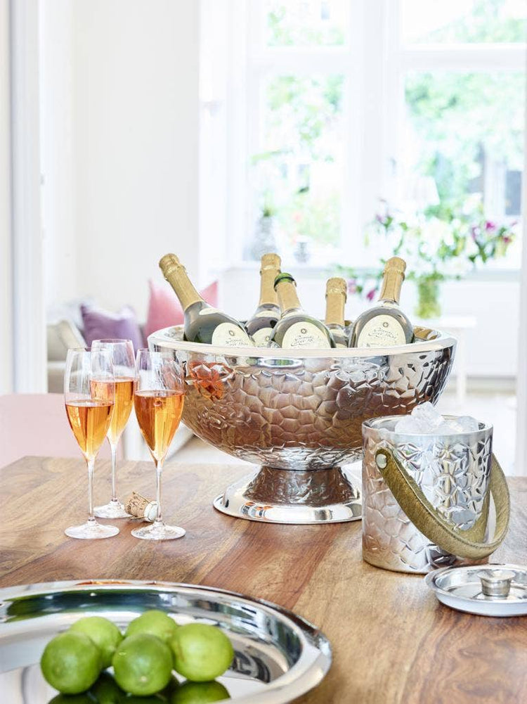 Hammered Silver Stainless Lux Bottle Chiller