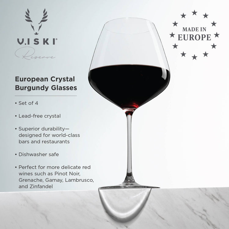 Reserve Inez European Crystal Burgundy Glasses - Set of 4