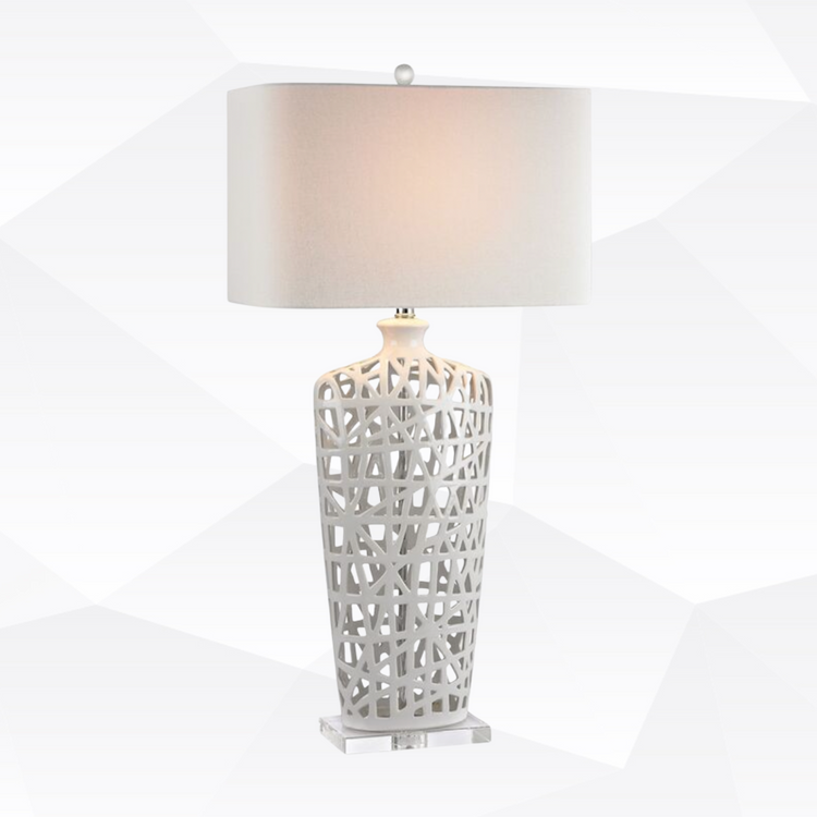 White Lattice Gloss Table Lamp