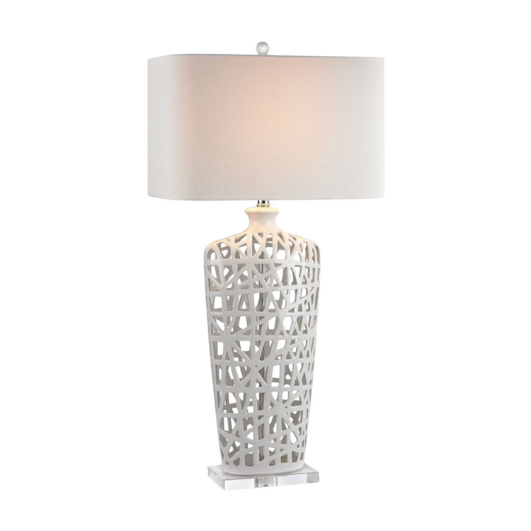 White Lattice Gloss Table Lamp