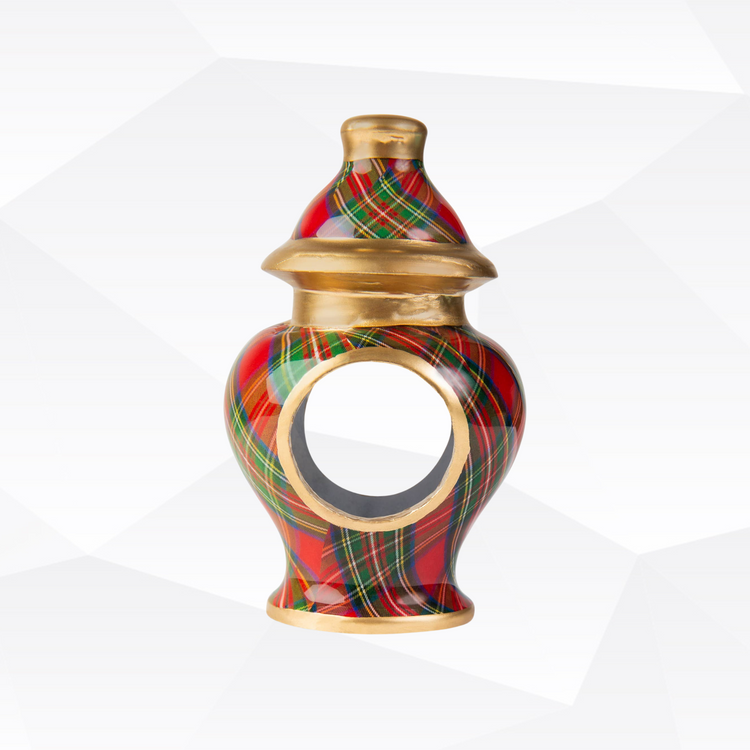 4 SET Tartan Ginger Jar Enameled Napkin Ring