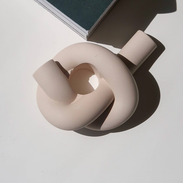 Tan Knot Candlestick Holder